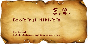 Bokányi Miklós névjegykártya